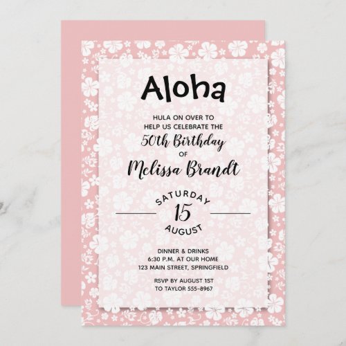 Tropical Floral Pink Birthday Invitations