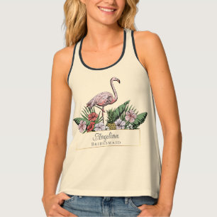 Tropical Floral Pink Flamingo Bridal Shower Tank Top