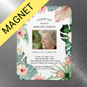 Tropical floral pink Life celebration photo Magnet