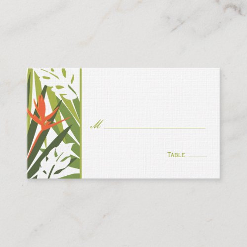 Tropical Floral Place Card - Green and Orange Business Card