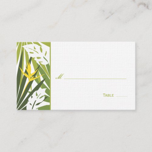Tropical Floral Place Card - Green and Yellow Business Card