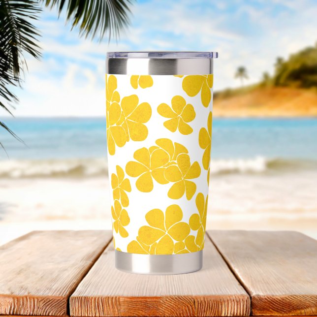 Tropical floral plumeria insulated tumbler (Beach)