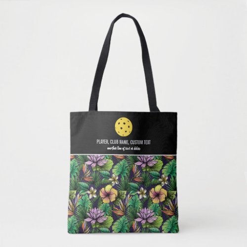 Tropical Floral Print Custom Pickleball Paddle Tote Bag