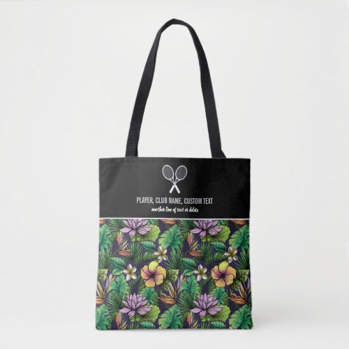 Tropical Floral Print Custom Tennis Racket Tote Bag