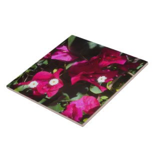 Tropical Floral Print, Retro Mood Ceramic Tile