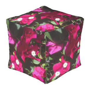 Tropical Floral Print, Retro Mood Outdoor Pouf