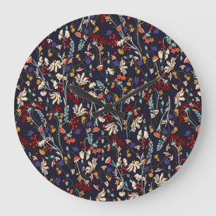 Tropical Floral: Random Botanical Vintage. Large Clock