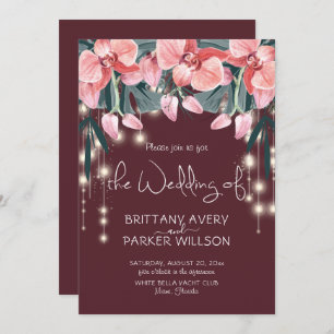 Tropical Floral Red Wedding Invitation
