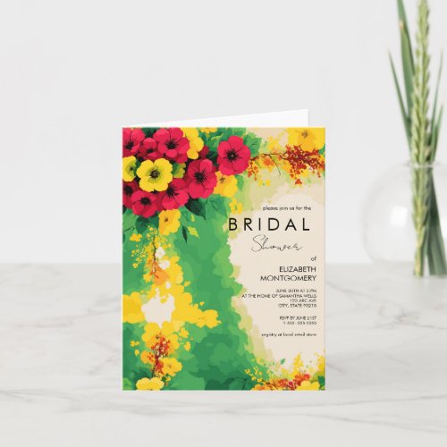 Tropical Floral Reggae Bridal Shower Invitation