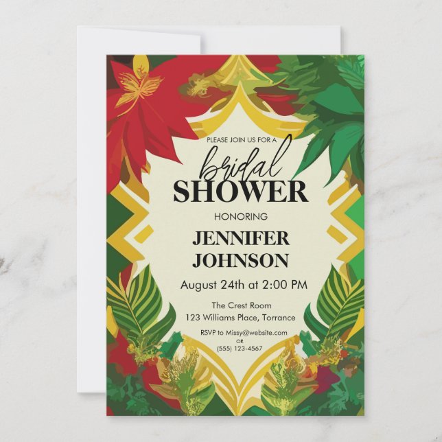 Tropical Floral Reggae Bridal Shower Invitation (Front)