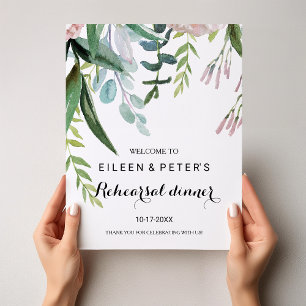 Tropical Floral Rehearsal dinner Welcome Poster
