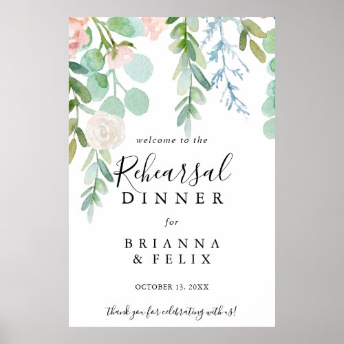Tropical Floral Rehearsal Dinner Welcome Sign