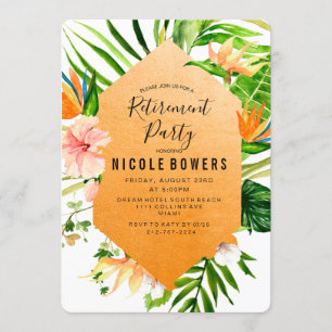 Tropical Floral Retirement Party Invitation