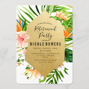 Tropical Floral Retirement Party Invitation