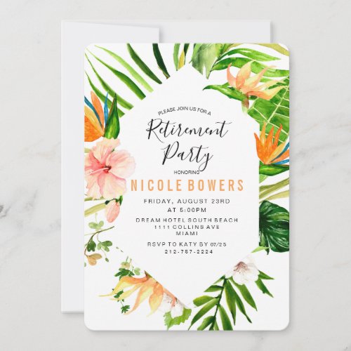 Tropical Floral Retirement Party Invitation