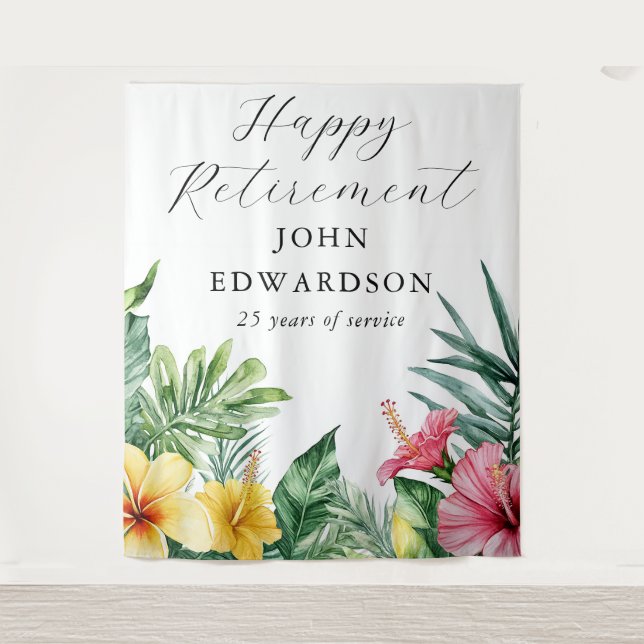 Tropical Floral Retirement Party Photo Backdrop (Front)