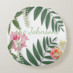 Tropical Floral  Round Pillow