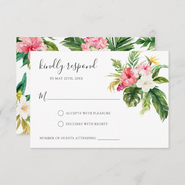 Tropical Floral RSVP Respond Card (Front/Back)