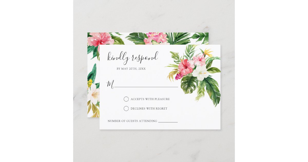 Tropical Floral RSVP Respond Card | Zazzle