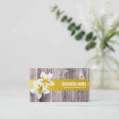 Tropical Floral Rustic Wood Elegant Salon Spa Business Card (Standing Front)