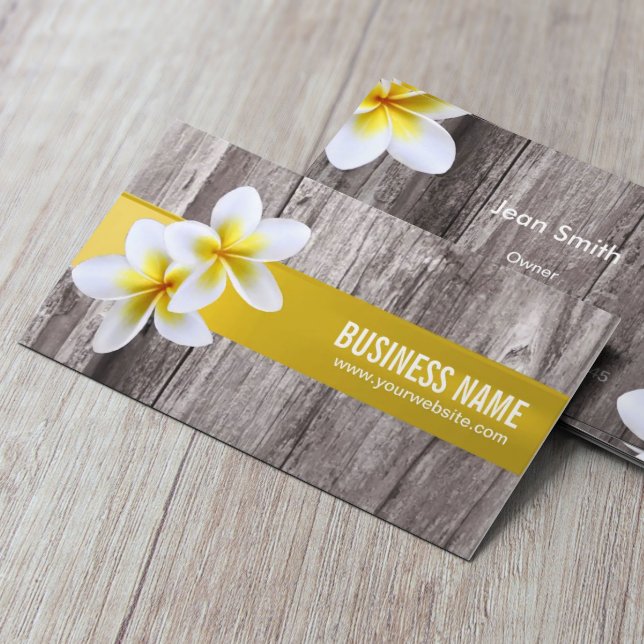 Tropical Floral Rustic Wood Elegant Salon Spa Business Card