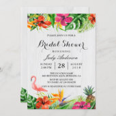 Tropical Floral Rustic Wood Flamingo Bridal Shower Invitation (Front/Back)