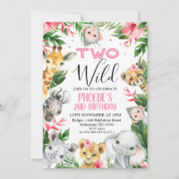 Tropical Floral Safari Animals Two Wild Birthday
