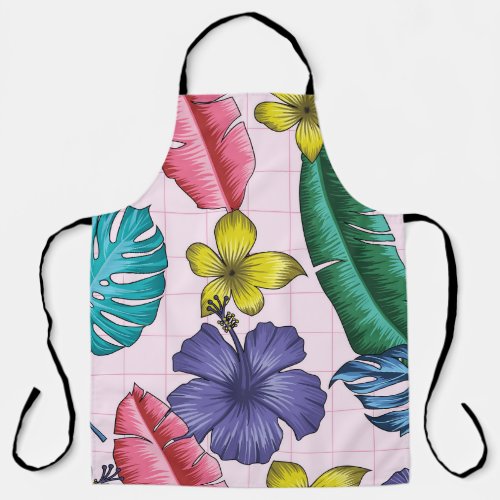 Tropical floral seamless leaves pattern apron