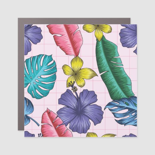 Tropical floral seamless leaves pattern car magnet