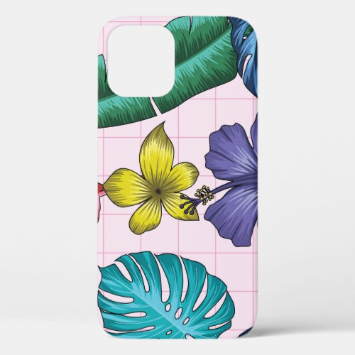 Tropical floral seamless leaves pattern iPhone 12 case