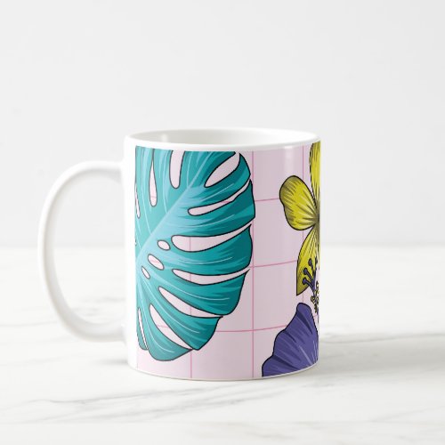 Tropical floral seamless leaves pattern coffee mug