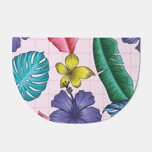 Tropical floral seamless leaves pattern doormat
