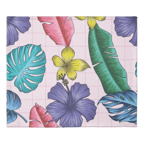 Tropical floral seamless leaves pattern duvet cover