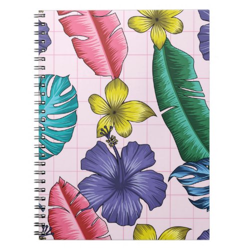 Tropical floral seamless leaves pattern notebook