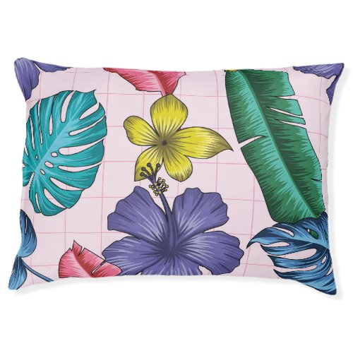 Tropical floral seamless leaves pattern pet bed