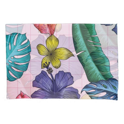 Tropical floral seamless leaves pattern pillow case