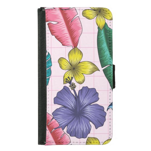 Tropical floral seamless leaves pattern samsung galaxy s5 wallet case