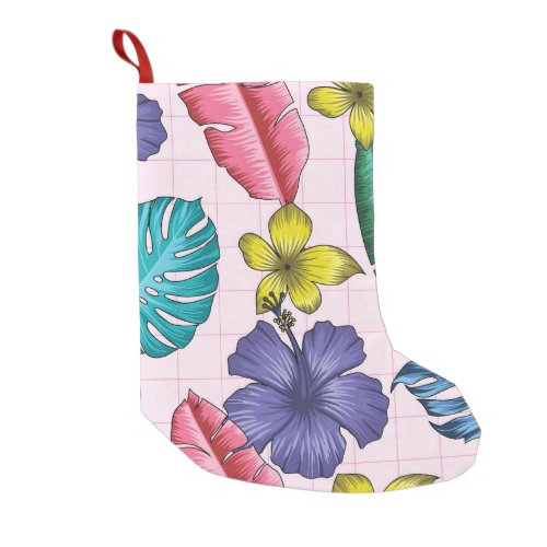 Tropical floral seamless leaves pattern small christmas stocking