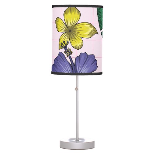 Tropical floral seamless leaves pattern table lamp