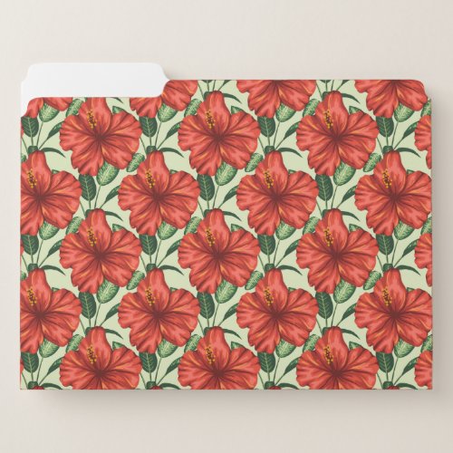 Tropical floral seamless pattern red flowers file folder