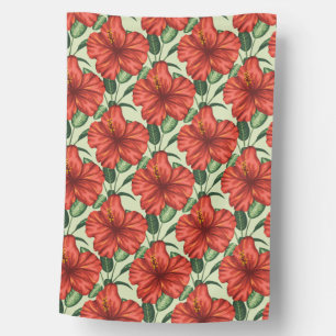 Tropical floral seamless pattern red flowers house flag