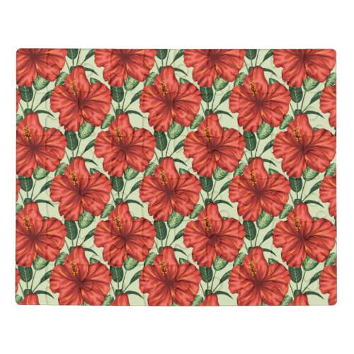 Tropical floral seamless pattern red flowers jigsaw puzzle
