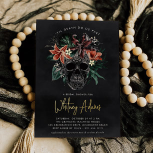 Tropical Floral Skull Halloween Bridal Shower Foil Invitation