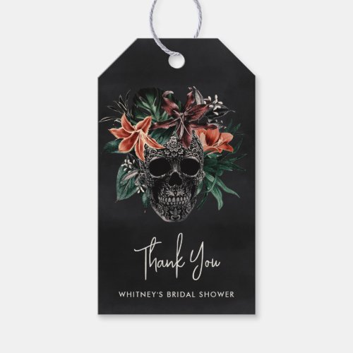 Tropical Floral Skull Halloween Bridal Shower Gift Tags