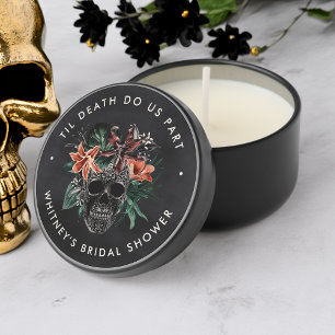 Tropical Floral Skull Halloween Bridal Shower Mini Candle Favors