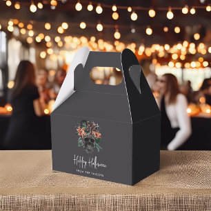 Tropical Floral Skull Halloween Favor Boxes