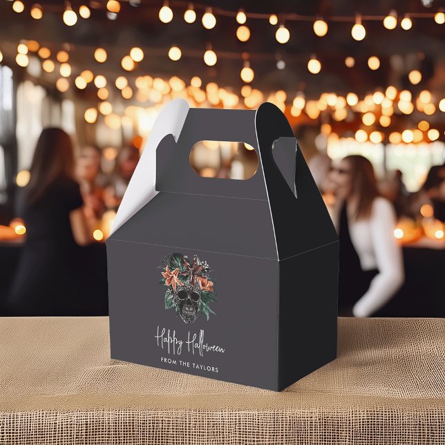 Tropical Floral Skull Halloween Favor Boxes (Creator Uploaded)