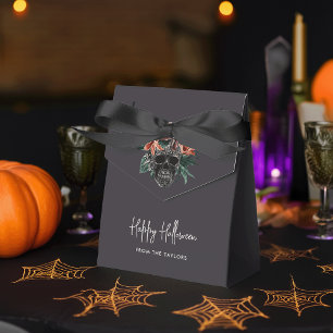 Tropical Floral Skull Halloween Favor Boxes