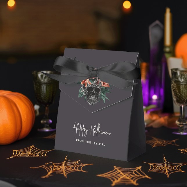 Tropical Floral Skull Halloween Favor Boxes (Creator Uploaded)