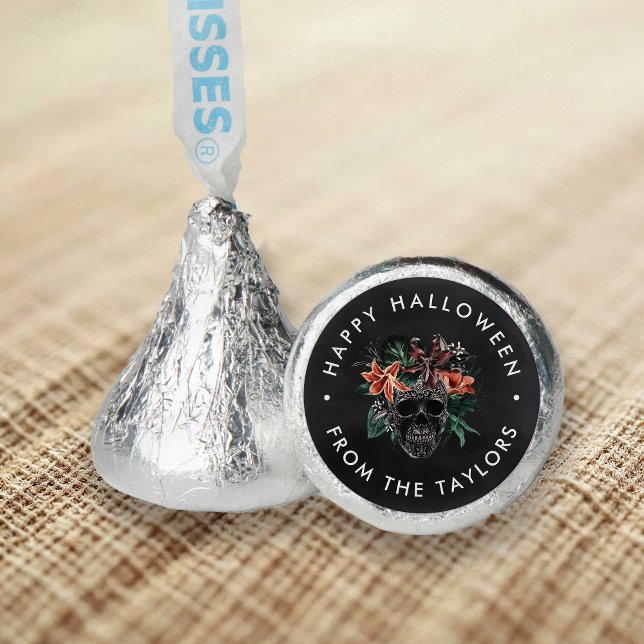 Tropical Floral Skull Personalized Halloween Hershey®'s Kisses® (Creator Uploaded)